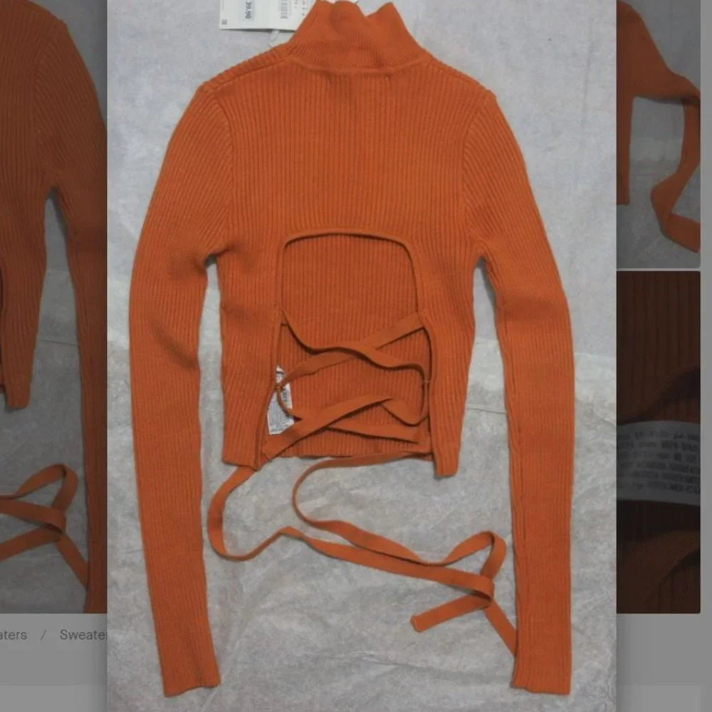 NWT Zara Lace-up Open Back Knit Top. - Picture 5 of 10